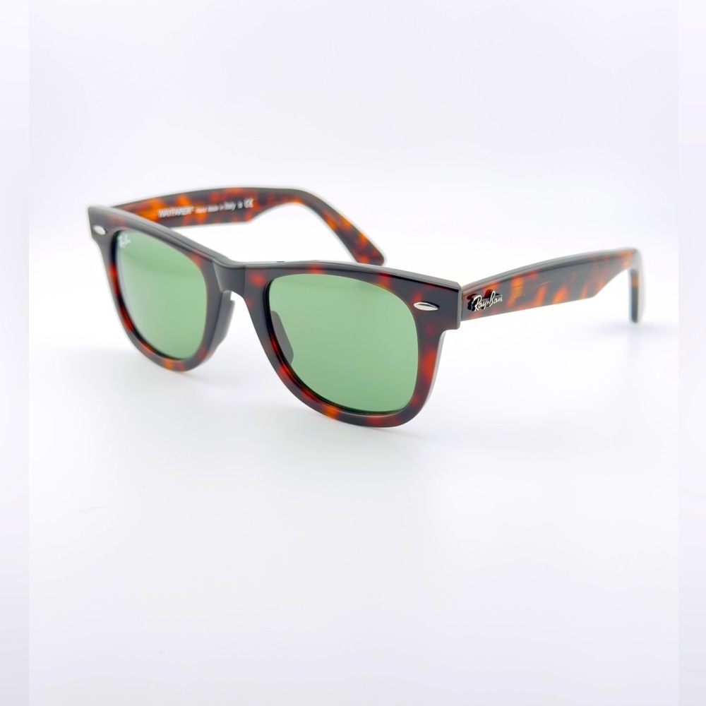 Ray-Ban Sunglasses RB2140 Original Wayfarer Tortoise Frame Green Lenses 50mm - Picture 8 of 14